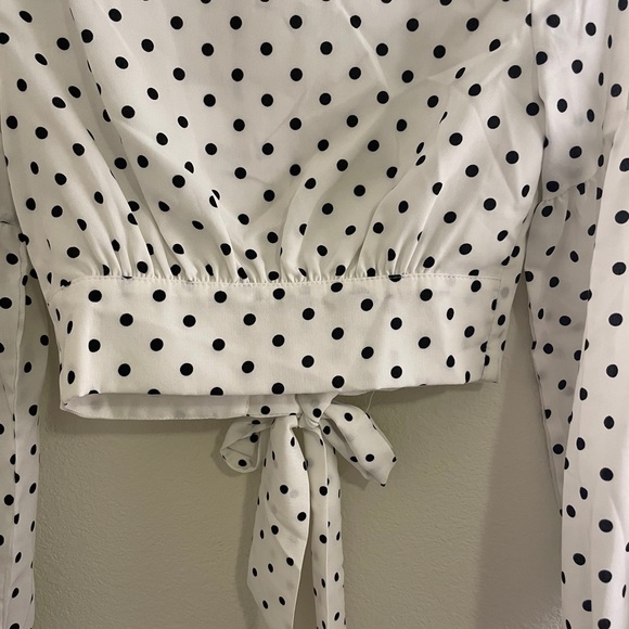 Yasmin Polka Dot Tie Back Crop Top - Picture 8 of 13